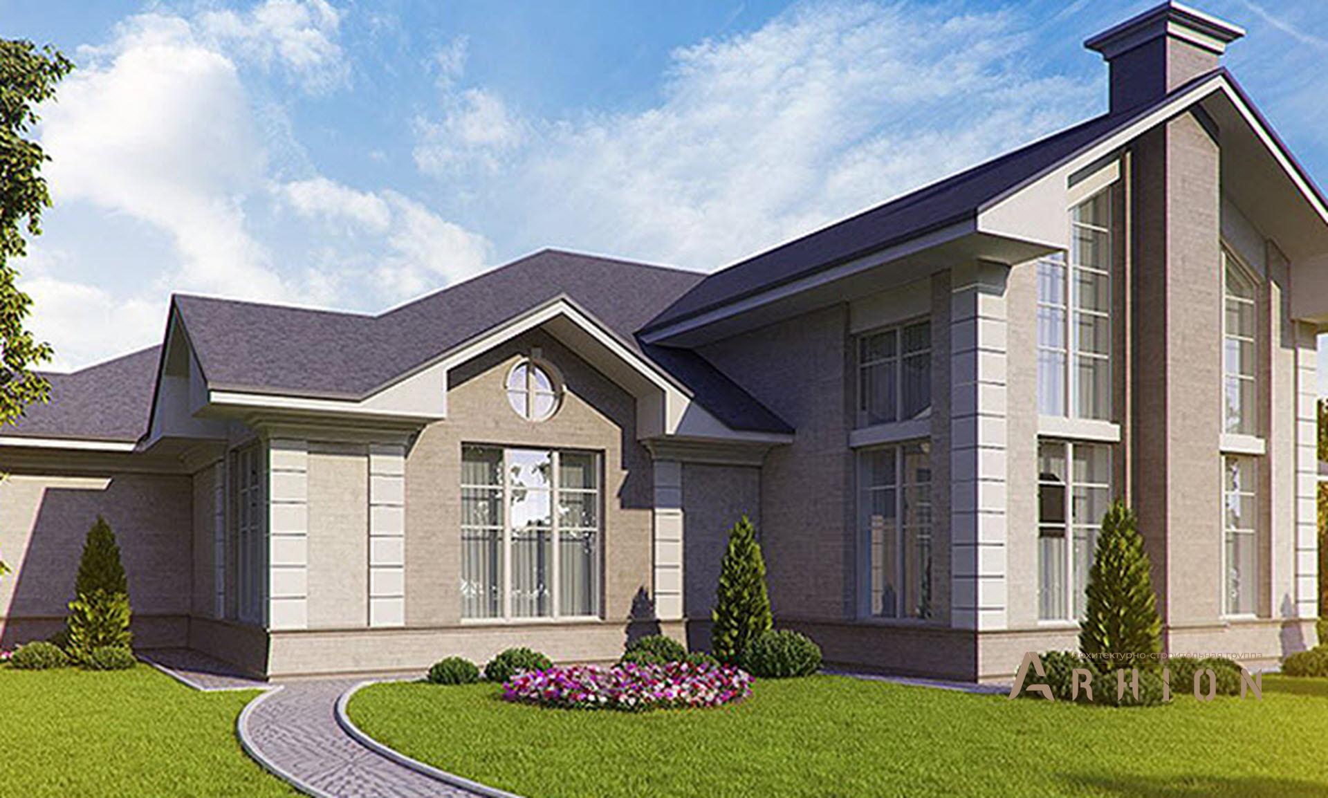 6. Проект одноэтажного дома в классическом стиле с многоскатной кровлей, SOV-12, площадью - 422 кв c мансардой, терассой, эркером, вторым светом